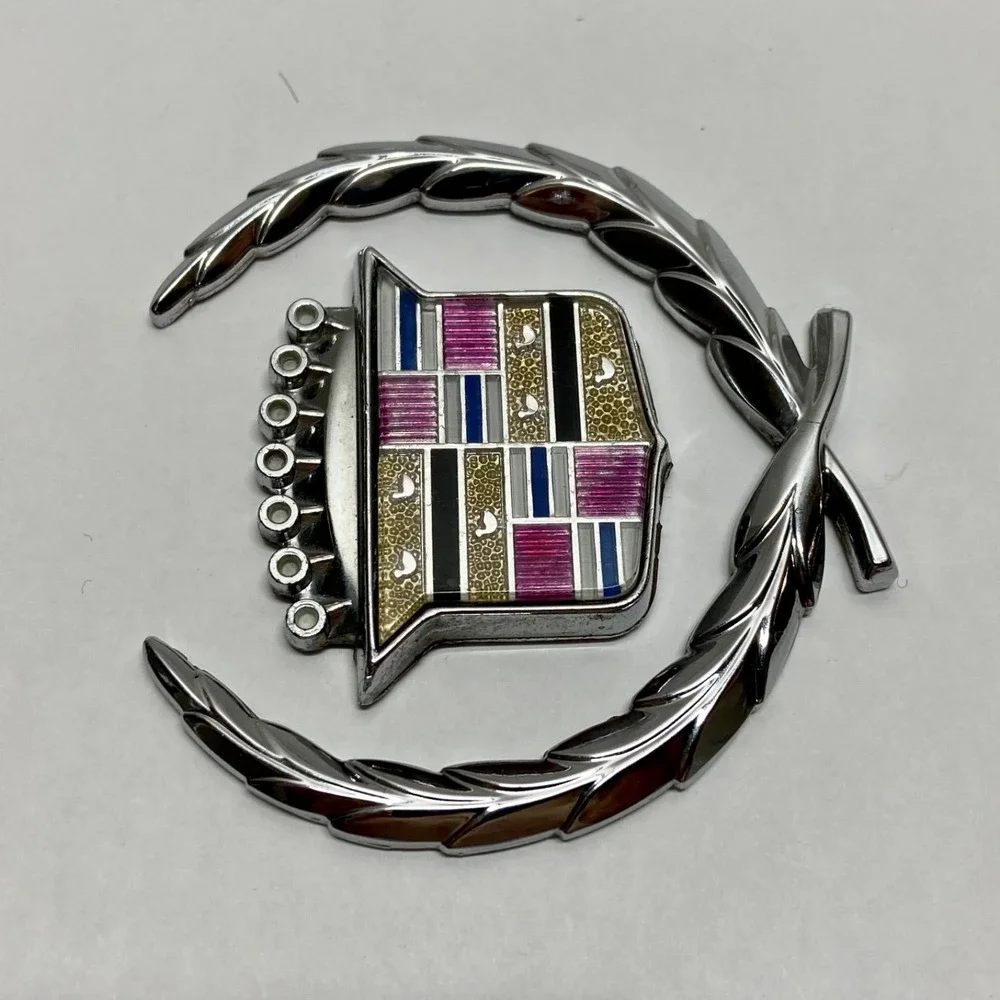 Cadillac Emblems 1970-89 OEM Deville Seville Eldorado Vintage GM Wreaths + Logos